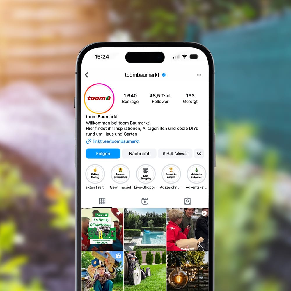 Screenshot des Instagram-Profils von toom Baumarkt.